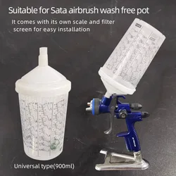 SATA 900 ML Spray Gun Multi-Purpose Paint Plastic Pot Transparent Paint Mixing Cup Universal Paint No-Wash Gun Pot