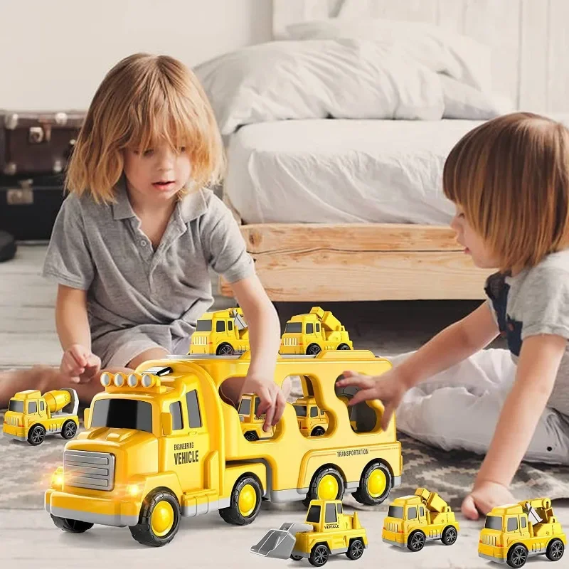 Wind-up Cars Toy engineering trucks heavy trucks police car fire trucks music light model set puzzle toys Boys Kids Gifts