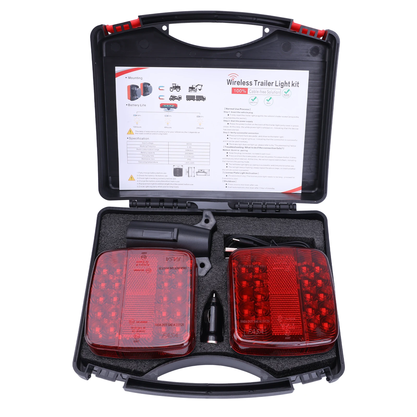 Wireless Trailer Lights Car LED Magnetic Wireless Towing Tail Lights IP67 Waterproof Portable for Boat Truck Camper RV