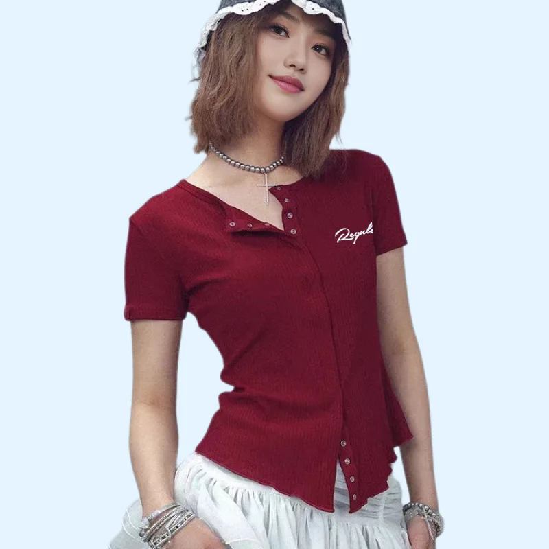 Autumn New Highend Women Small Cardigan with Hidden Button Spicy Girl Tight Fitting Tshirt Fashion Soft Comfort Vneck Base Tops