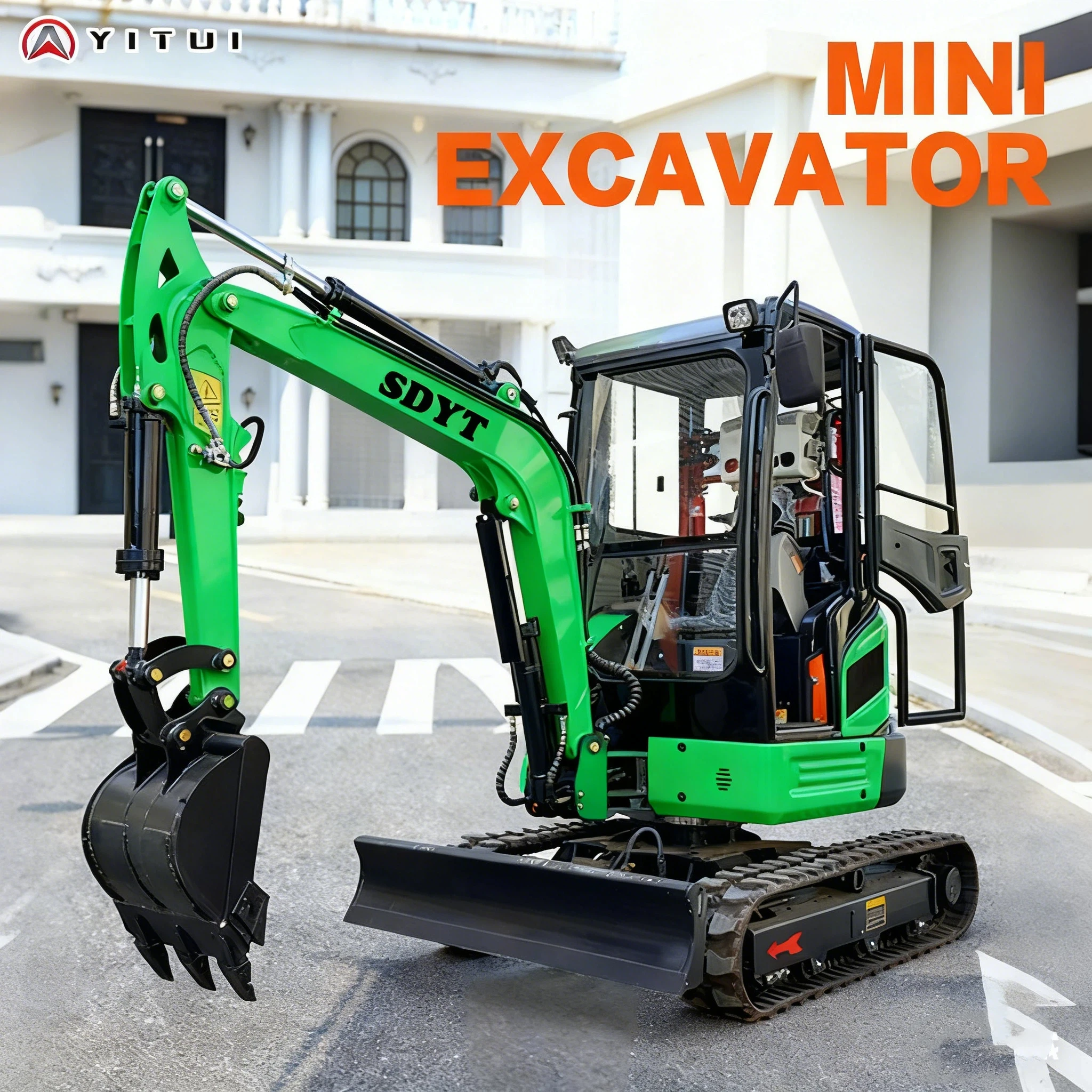 Maßgeschneiderter Minibagger, 2,6 Tonnen, rutschfeste Schienen, Baggerschaufel, starke Grabkraft, langlebig und zuverlässig, Baggerarbeiten