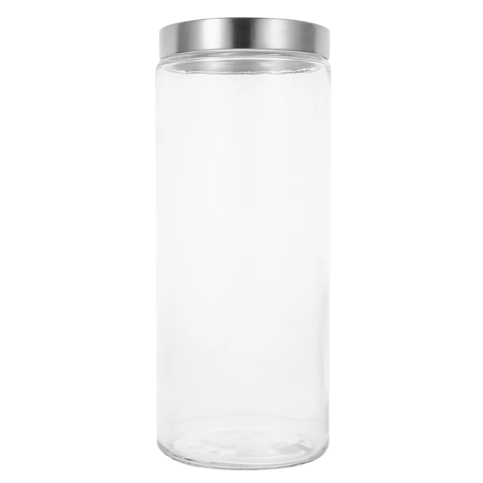 

1Pcs Heavy-Duty Round Glass Food Storage Container Airtight Moisture-Proof Transparent Grain Jar for Cereal Rice Flour Beans and