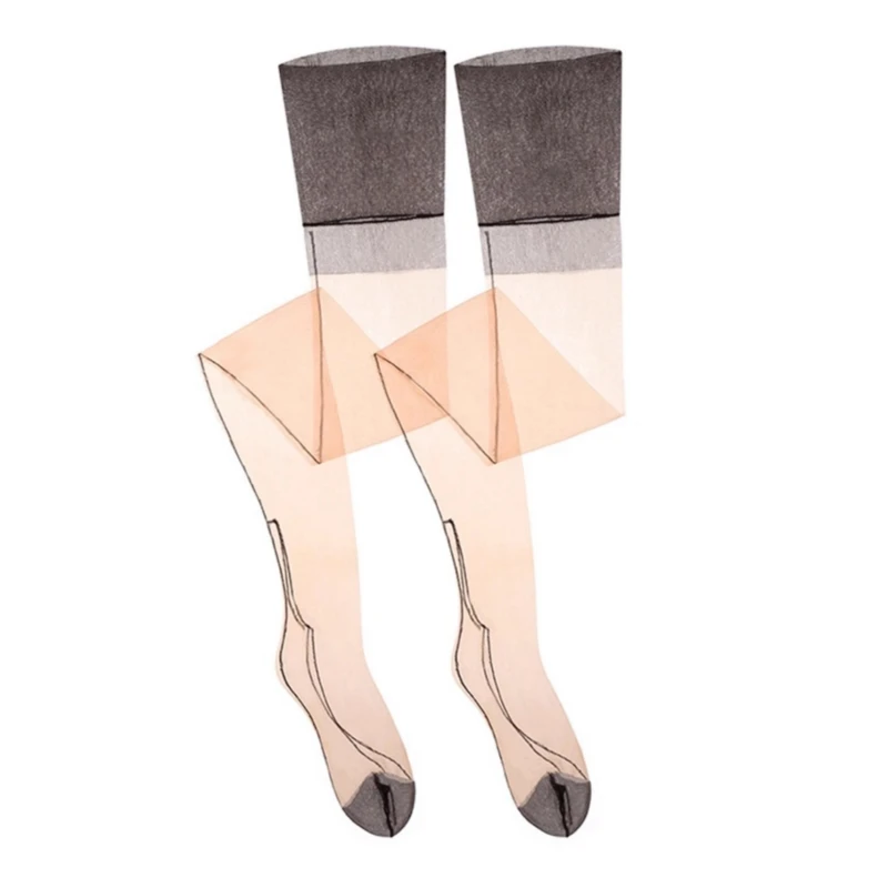 Contrast Color Pure Nylon Non-elasticity Thigh High Long Stockings For Garter Belt Women Sexy Ultra Thin Transparent Lingerie