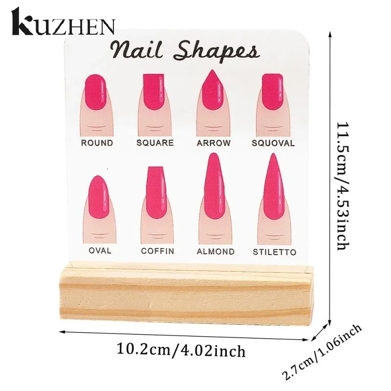 Placa de exibição de formas de unhas, placa acrílica transparente, base de madeira com diamante, adereço para arte em unhas, desktop, arte em unhas, placa de exibição