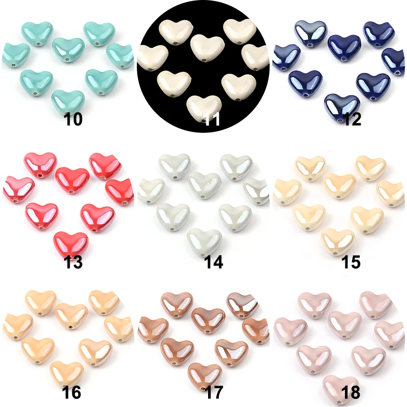Image 4: Perles en céramique en forme de cœur d'amour, pour bricolage, Bracelets, colliers, fabrication de bijoux, accessoires faits à la main, vente en gros