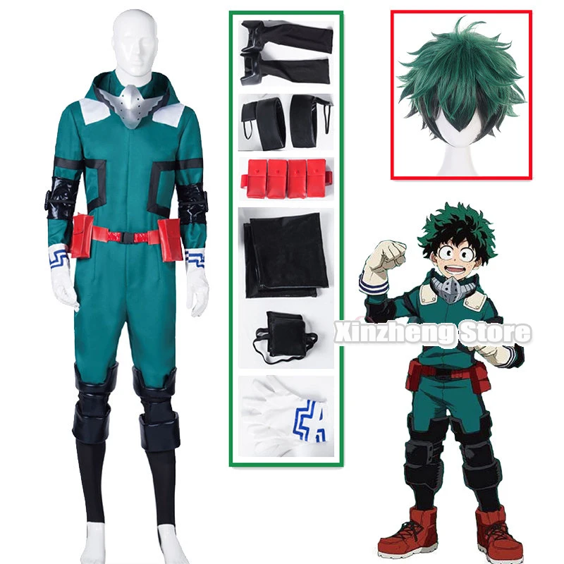 Anime My Hero Academia Cosplay Midoriya Izuku Deku Battle Cosplay Costume Unisex Costume Set Halloween Wig Hair