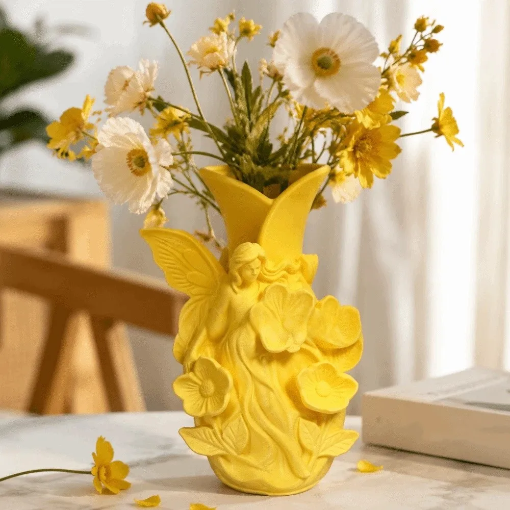 3D Printed Fairy Vase Artistic Shape Forest Style Floral Container Decoration Flower Arrangement Elf Emboss Vase Indoor Display