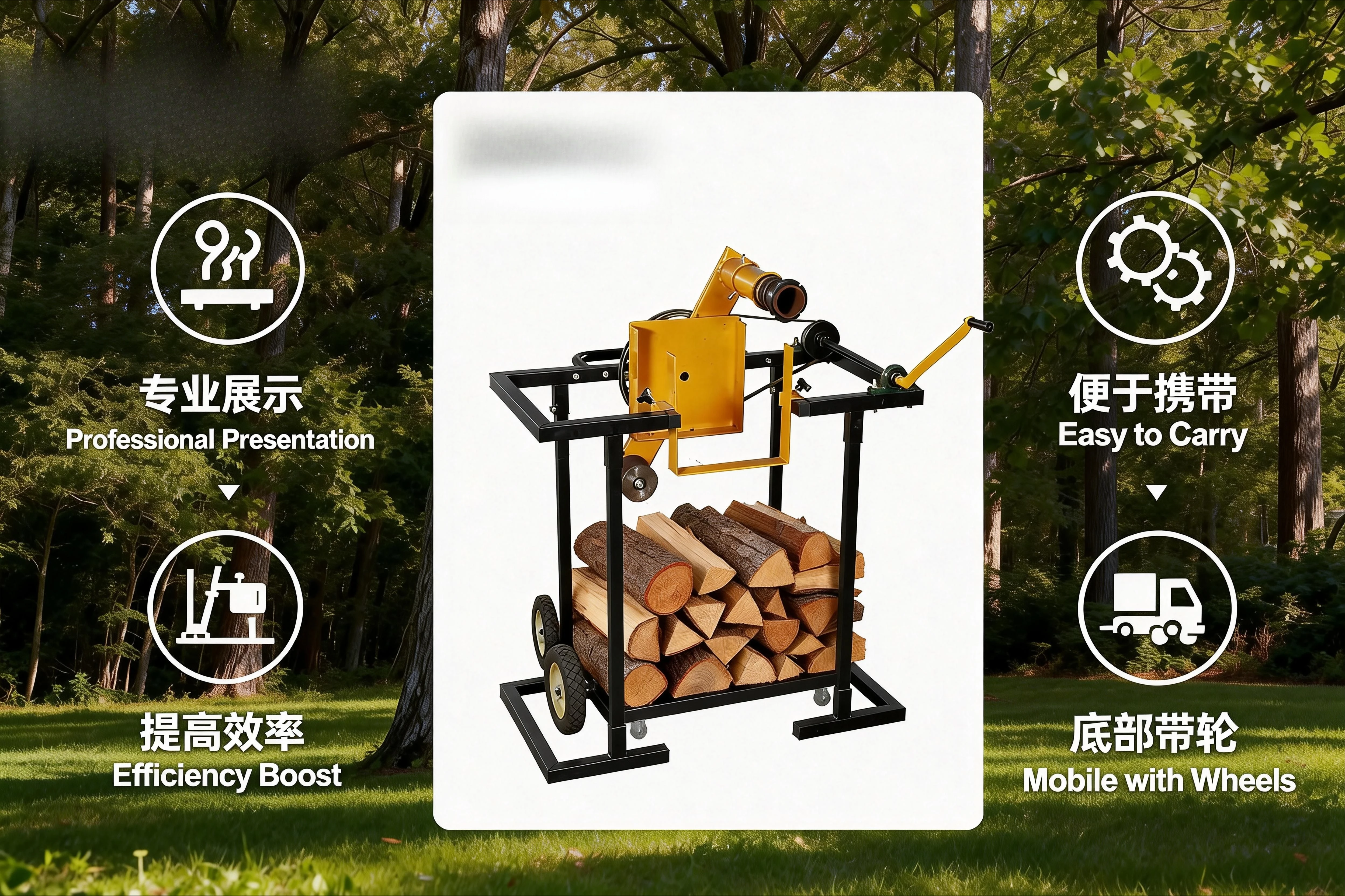 Portable Wood Binding Machine with Wheels Hand Operated Wood Packing Tool for Outdoor Use
