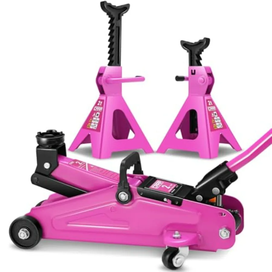 

Low Profile Hydraulic Trolley Service/Floor Jack Combo with 2 Ratchet Jack Stands, 2 Ton (4000 lbs) Capacity, Lifting Range 11"-