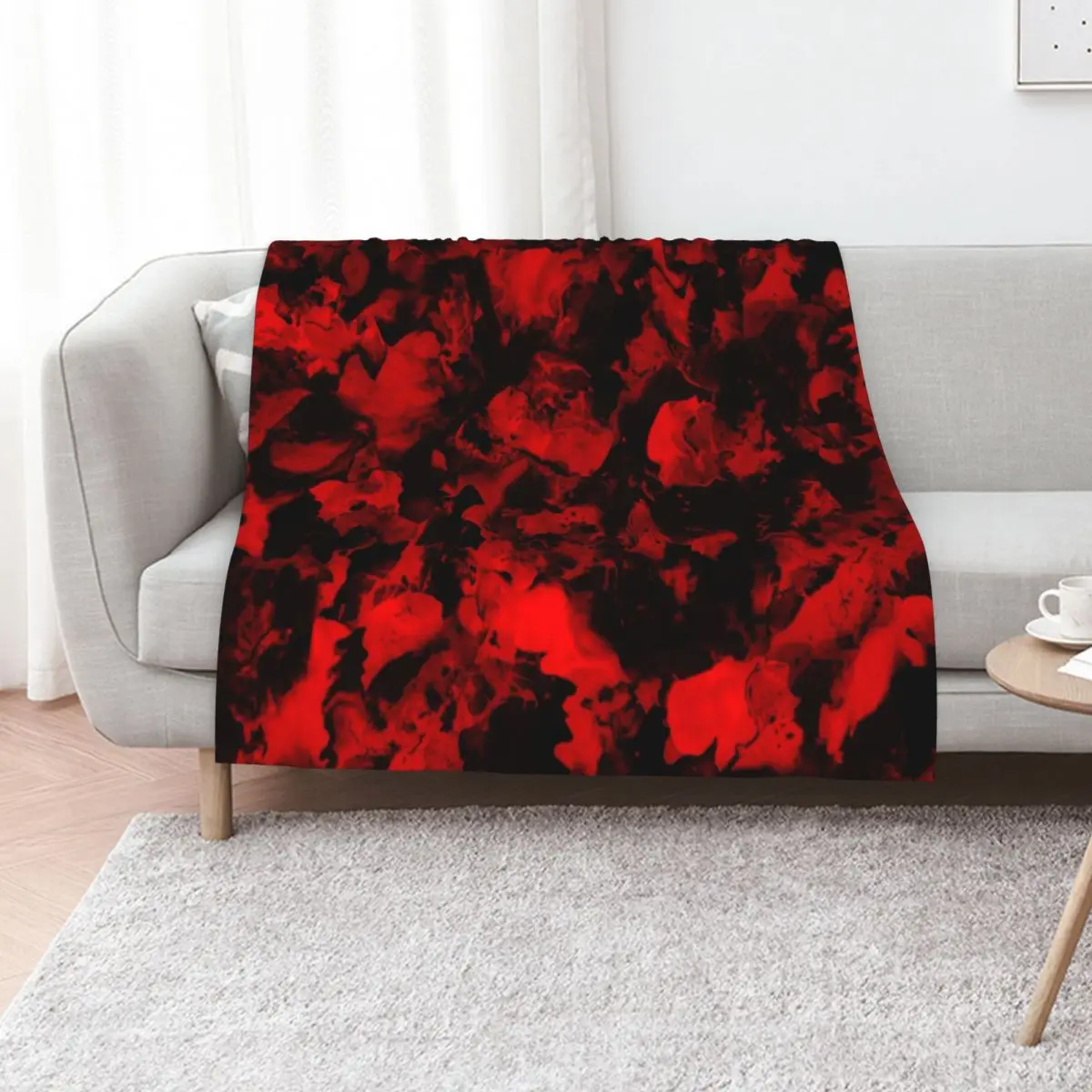 Red Black - Red and black ink, abstract art. Throw Blanket Plush Kid'S Thin Plaid on the sofa Vintage Blankets