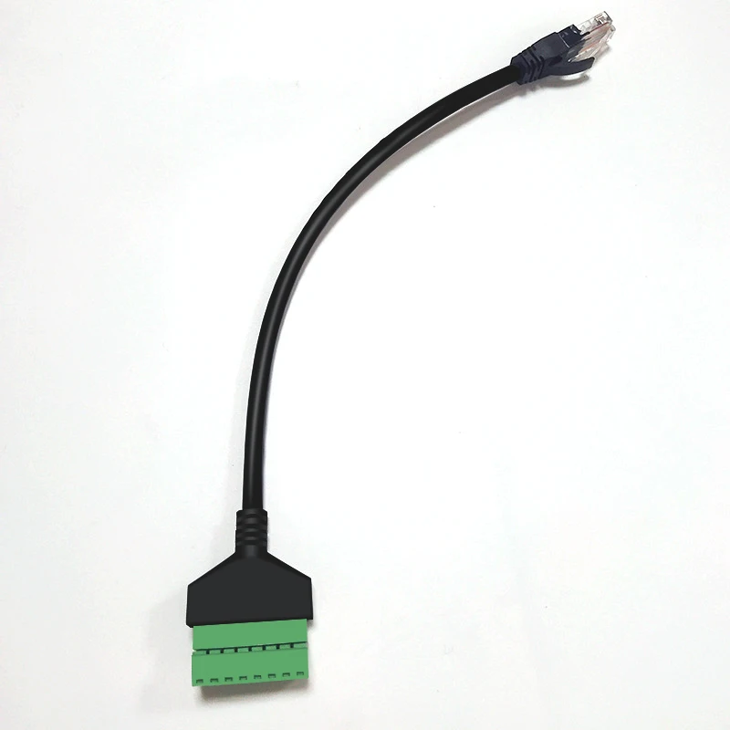 1 SZTUK 20/30 cm RJ45 Ethernet męski na 8-pinowy terminal AV Adapter śrubowy Konwerter Blok Wtyczka Kabel do kamery CCTV