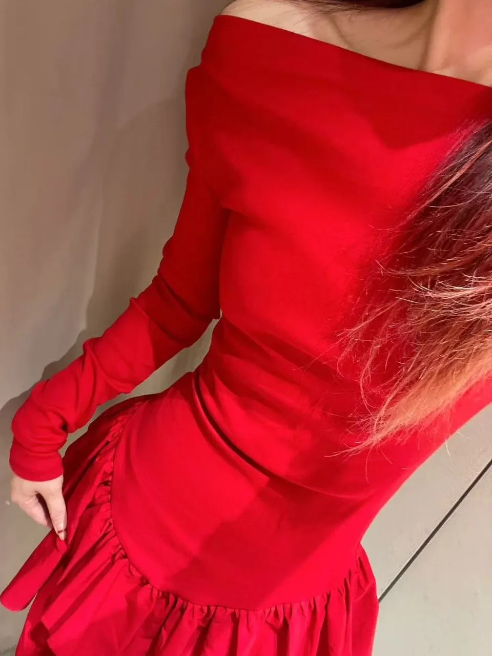 Primavera 2025 feminino doce em camadas guarnição longo sve barco ne ort dr cintura alta a linha algodão gaze colete dr