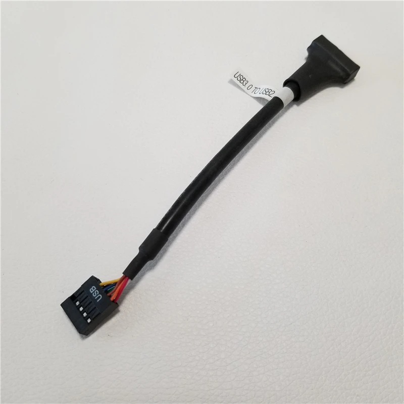 Computer Mainboard USB 2.0 to 9Pin Female 20Pin Male Adapter Data Extension Power Cable Black 10cm