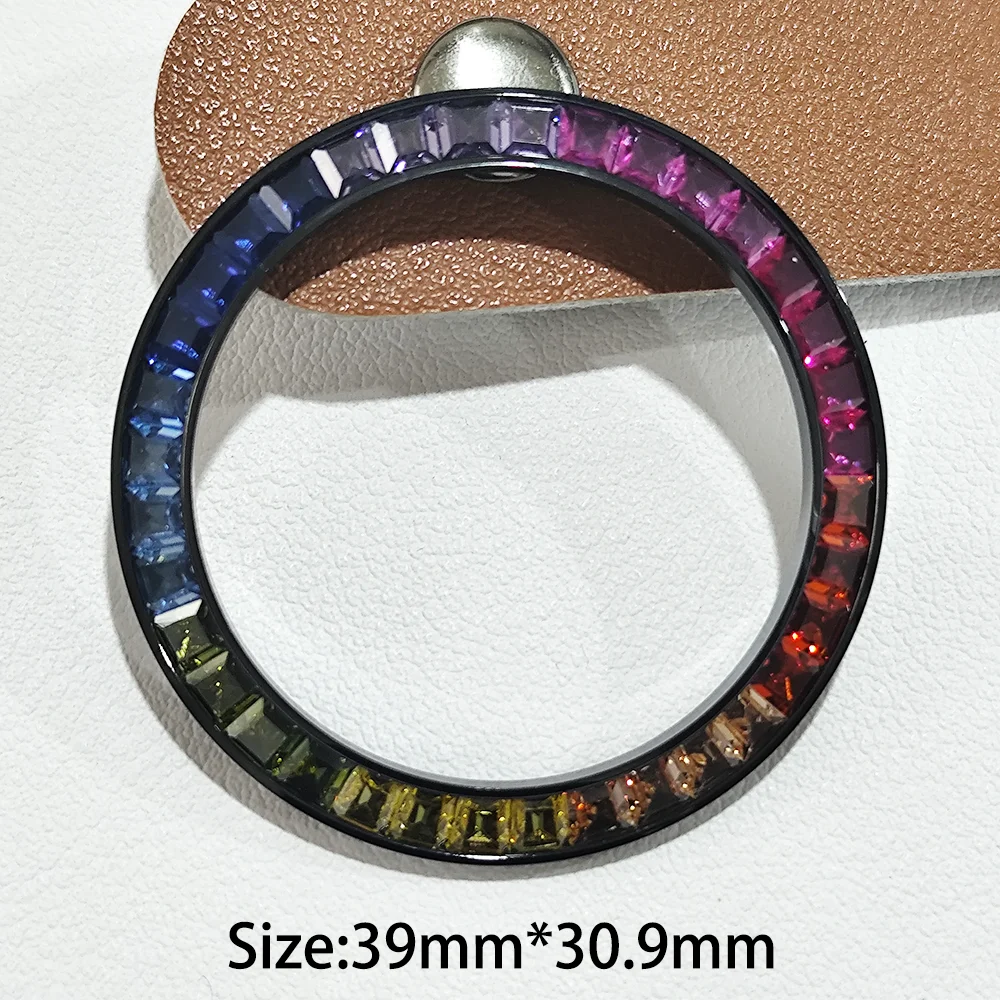 Biseles inclinados de cerámica/Metal, 39,3mm x 31,5mm/38,5x30,5mm, accesorio de repuesto para bisel de reloj para hombre, insertos inclinados, anillo multicolor