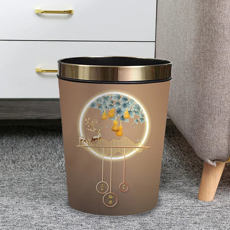 

luxury high-end living room hotel trash can Chinese creative household bedroom kitchen large uncovered bathroom waste basket
