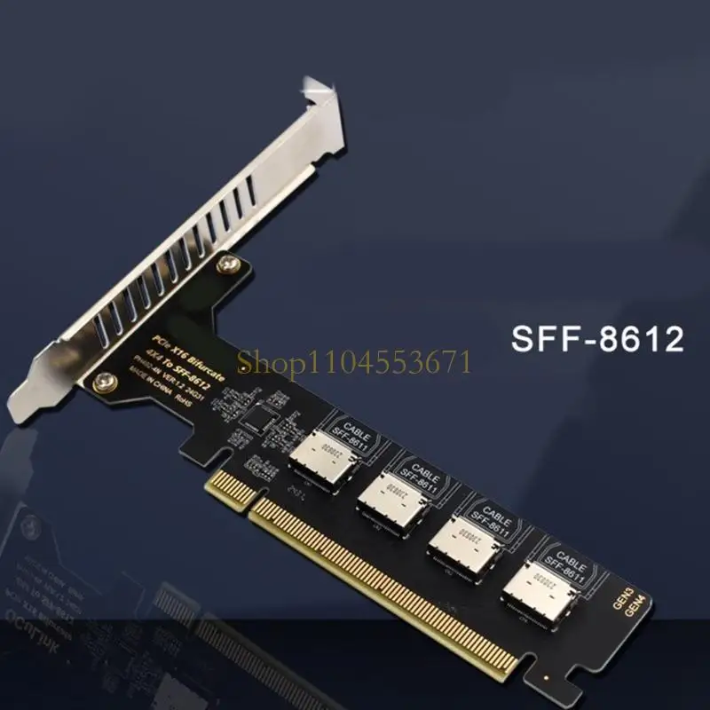 Best Seller PCIe X16 To 4 Port Oculink SFF 8612 SFF 8611 Adapter Expansion Card For Motherboards Solid Disks Graphics Card