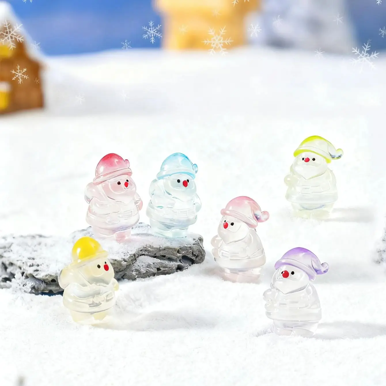 10/20 قطعة يتوهج في الظلام سانتا كلوز التماثيل مضيئة صغيرة الراتنج زينة عيد الميلاد لشجرة عيد الميلاد الجنية حديقة هدية عيد #3