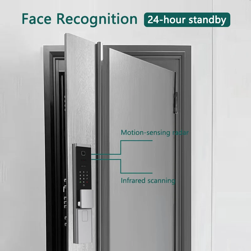 IP65 قفل ذكي مقاوم للماء مع مراقبة في الوقت الحقيقي التعرف على الوجه بصمة قفل الباب WIFI Tuya APP عن بعد #4