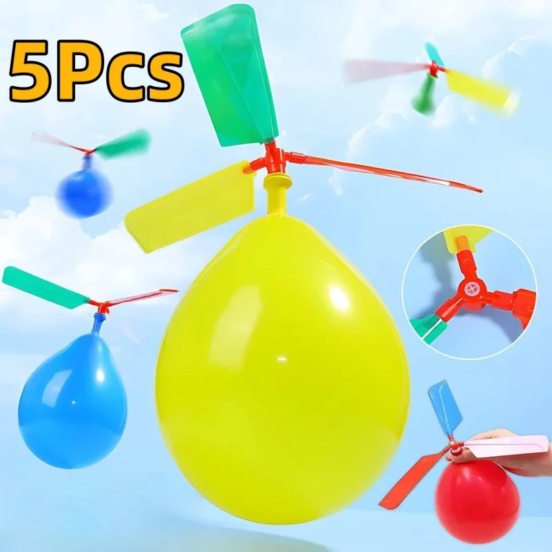 5 pçs hélice balão helicóptero brinquedos das crianças diy balão com apito ao ar livre voando balão festa de aniversário decoração presente