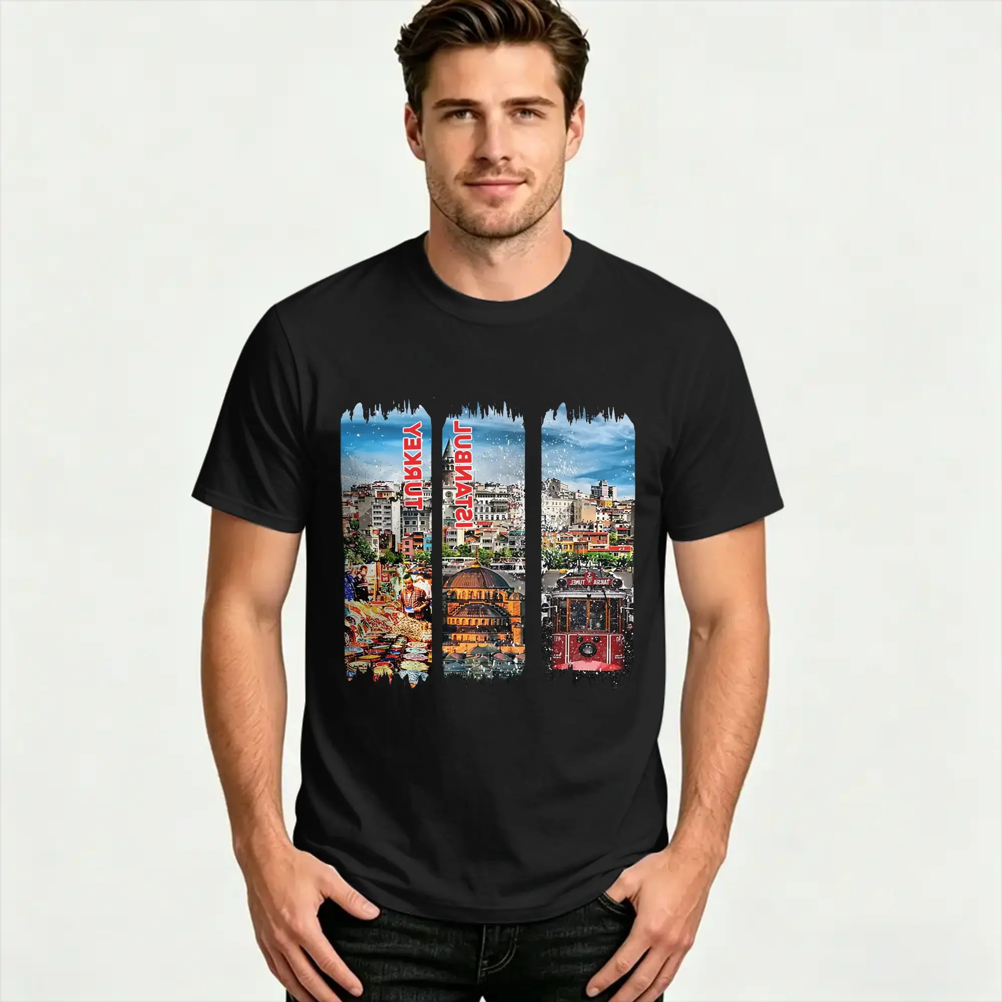 Turkey Istanbul Urban Landscape T Shirt Summer  Y2K Casual T Shirts Cotton Trending Tshirt For Men Casual Top Tees