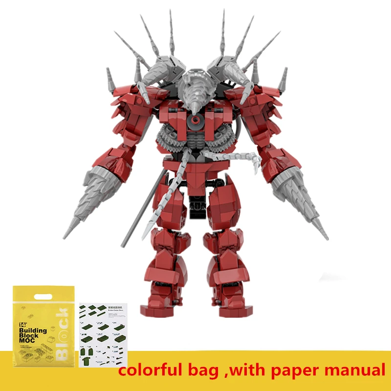 2.0 Red Titan Drill Man MOC Skibidi Toilet Building Blocks Set With Chain Creative DIY Bricks Toys For Boys Christmas Gifts