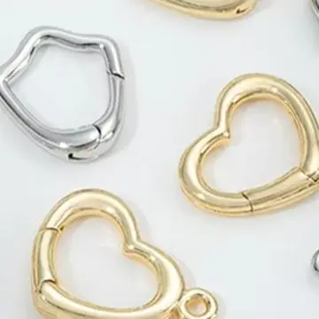 14K Real Gold Plated Copper Heart Shape Spring Clasp, Special Lobster Clasp Jewelry Connector Peach Heart Design