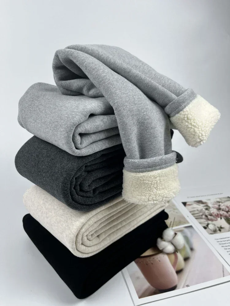 กางเกงเลกกิ้งบุขนหนานุ่ม อุ่นพิเศษสำหรับฤดูหนาว เอวสูง บุขนกำมะหยี่ กระชับรูปทรง ยาวคลุมเข่า