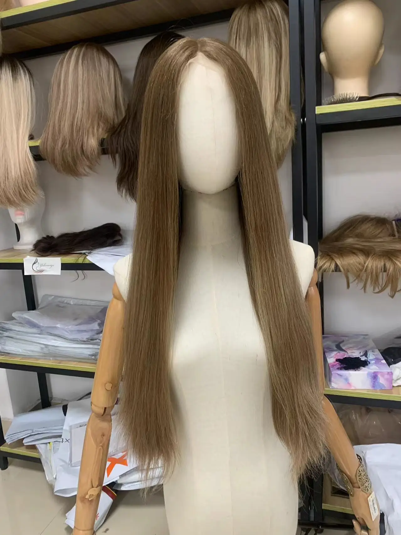 

Yelin #897 Jewish Lace Top Wigs European 100% Human Hair Natural Slik and Soft Kosher Fashion Wigs