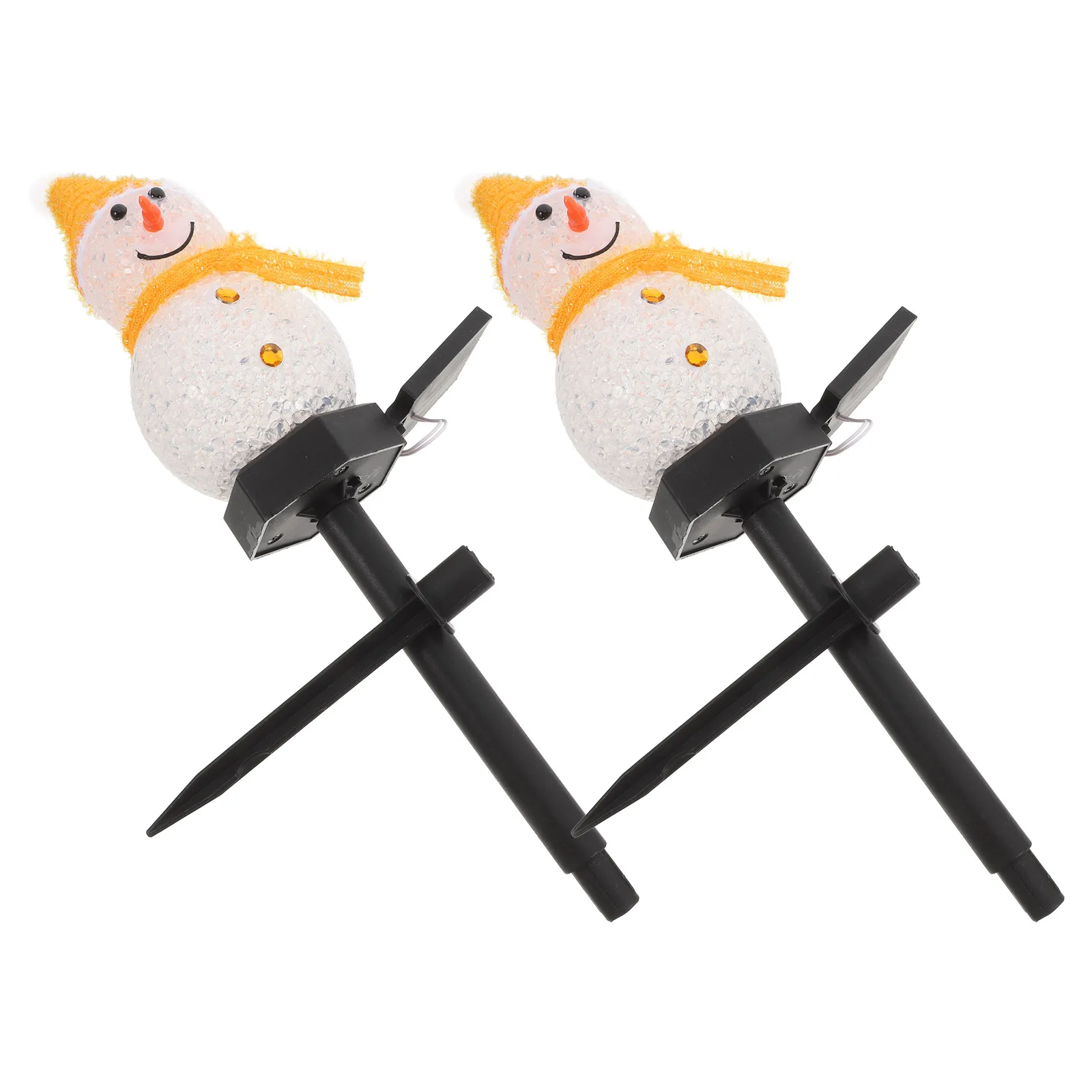 

2pcs Snowman Ground Stick Lamps Solar Powered Outdoor Landscape Lawn Lights Cold Light Saving Easy Installation No