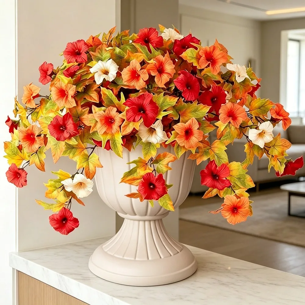 Simulation Morning Glory Outdoor Courtyard Hanging Decoration Fake Flower Desktop Simulation Morning Glory Green Plant Ornament