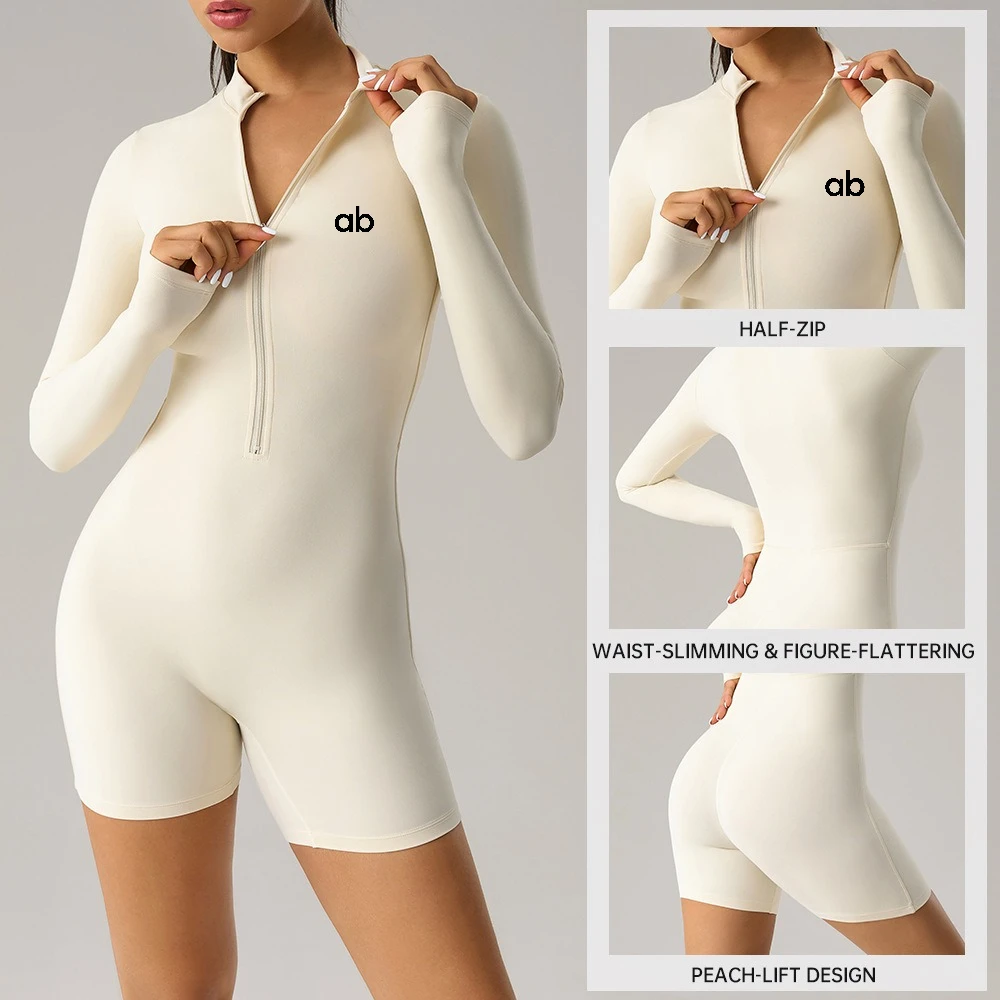 Women Stand Collar Zip Yoga Jumpsuit High Waist Butt Lifting Stretchy Gym Fitness Workout Sports Bodysuit Romper