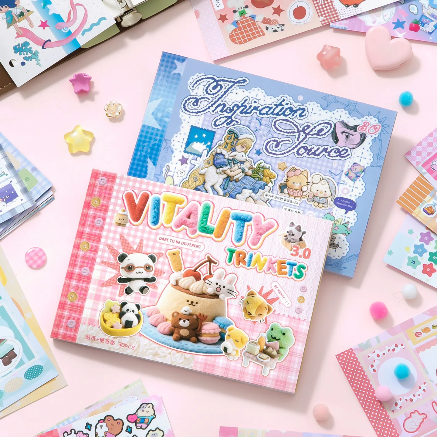 30 Sheets - M5 Double-Spelling Ins-Style Cute Die-Cut Stickers, for Planner Decoration, DIY Scrapbooking