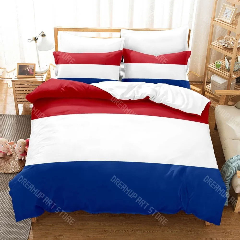 3D Printed Dutch Flag Netherlands Bedding Set for Boys Girls Duvet Cover Pillowcase Twin Queen King Full Single Double Sizes