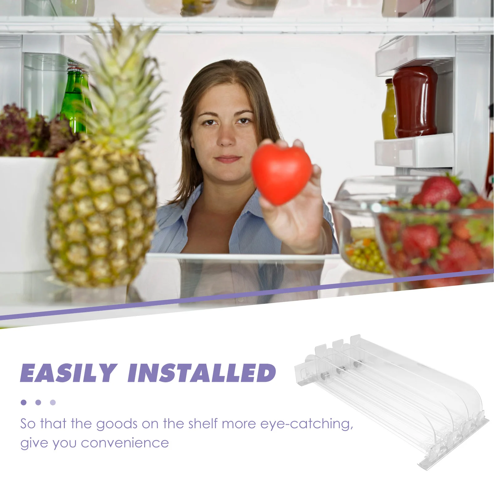 

3Pcs Shelf Automatic Replenishment Pusher Plastic Sliding Tray Organizer Drink Display for Convenience Store