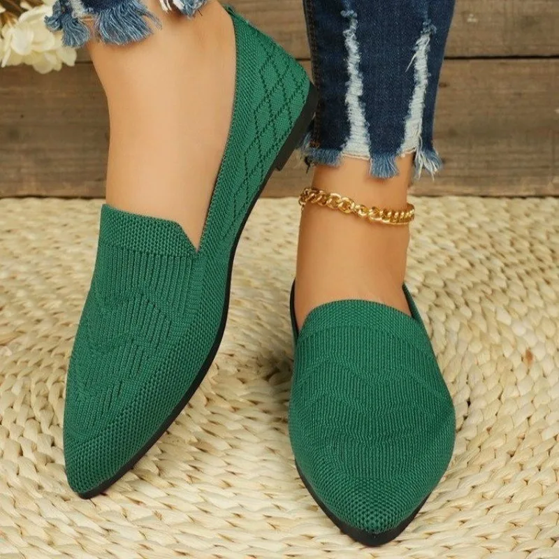 

Breathable Cloth Slip-on Flats Summer New Pointed Toe Deep Mouth Soft Slip Single Shoes