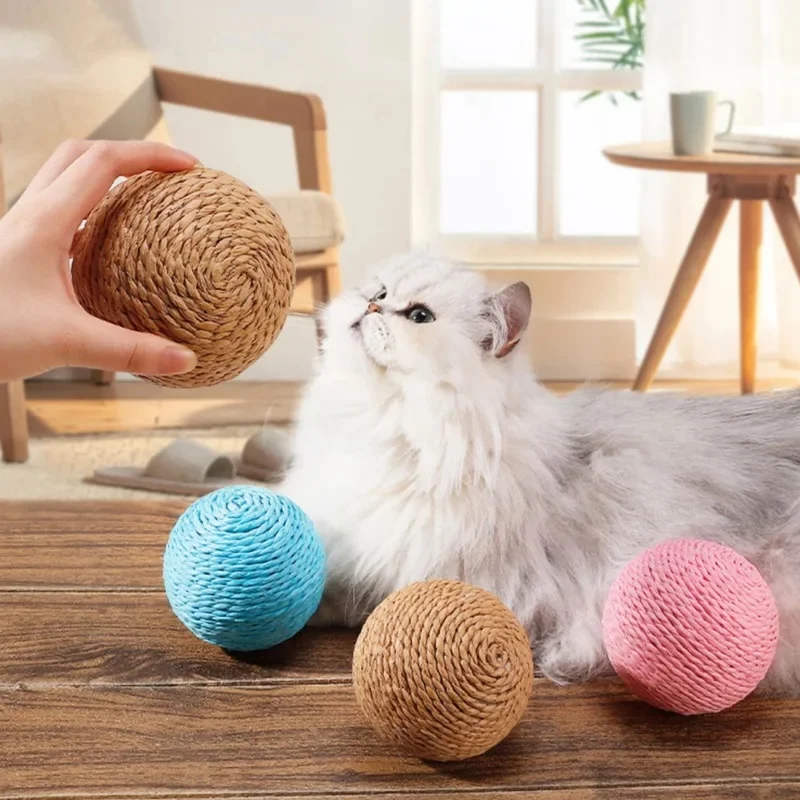 Interactive Sisal Cat Scratching Ball Toy For Kitten Teeth Cleaning Anti Bite 10CM Super Big Cat Ball Sounding Toy Pet Supplies - view 5