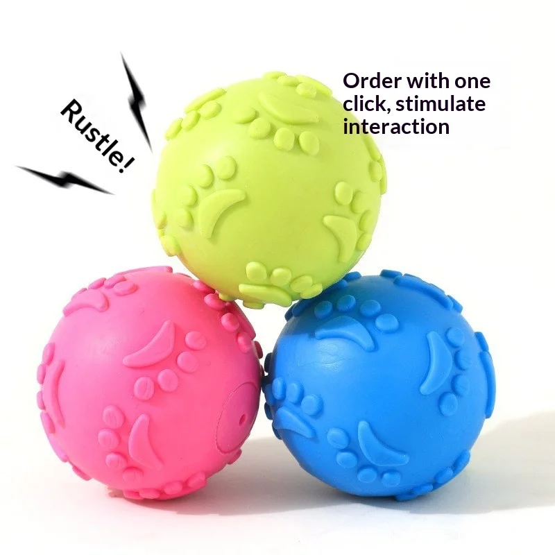 Rubber Sounding Pet Toy Ball, Interactive Dog Walking Bite Resistant Chew Ball, Suitable for Small and Medium-sized Dogs