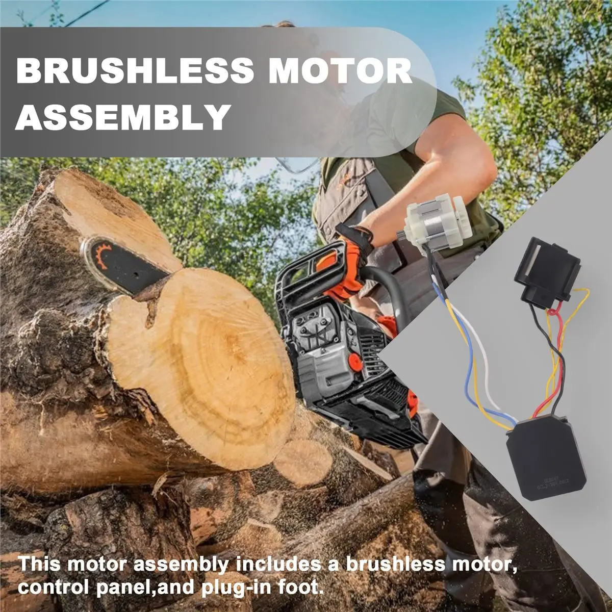 A89X Brushless Motor Assembly With Pins Foot for 4in 6in 8in Electric Chain Saws Brushless Electric Chain Saw Motor Assembly