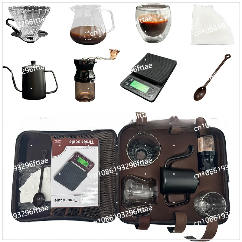 

Hand Brewed Coffee Set 8-piece Set Sharing Pot Coffee Filter Cup Hand Ground Coffee Machine Ground Gift Box