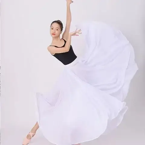 Gonna in chiffon da 720 gradi Balletto Pancia Danza di flamenco Donna Gonne lunghe con lacci Ballerino Pratica Indossare Gonna da danza classica moderna