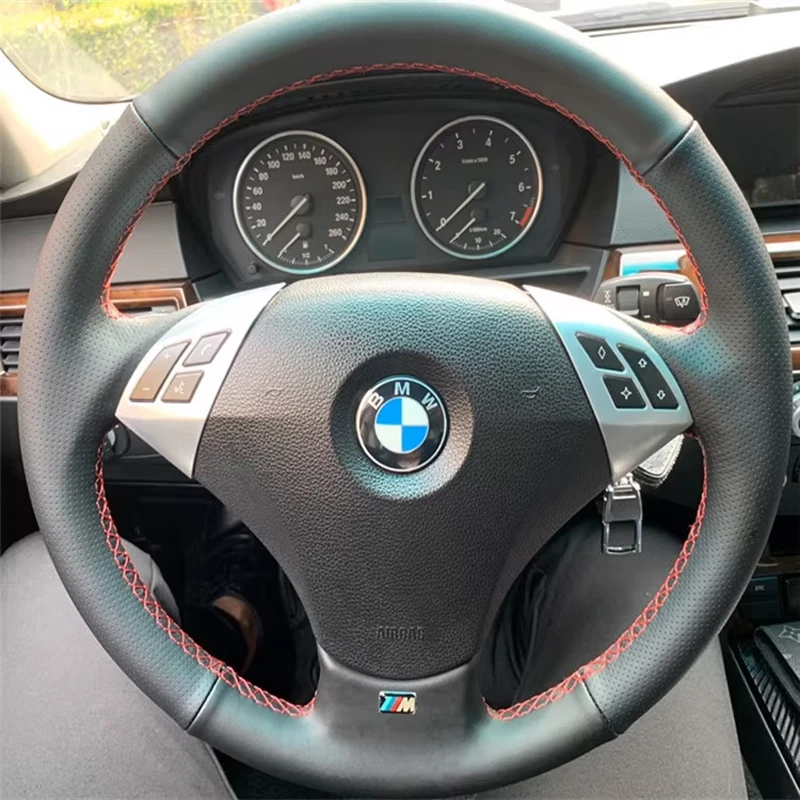 

Hand Sewing Car Steering Wheel Cover for BMW 530 523 523li 525 520li 535 545i E60 Genuine Leather Car Accessories Braid Cover