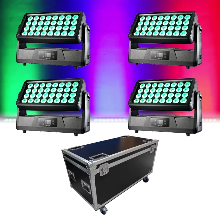 4 ชิ้น 32X40 วัตต์ Rgbw 4In1 เมืองสีกลางแจ้ง Ip65 กันน้ําไฟ LED ล้างพร้อมกรณีเที่ยวบิน