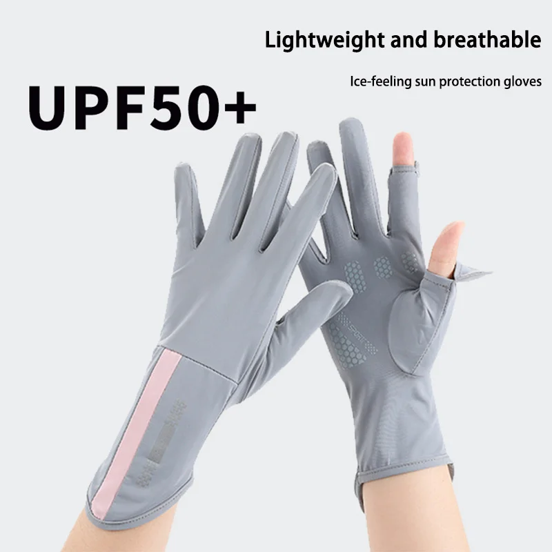 1 Pcs Summer Sunscreen Gloves for Women Thin Design UV Resistant Ice Silk Long Design Anti Slip Sunshade Touch Phone for Driving