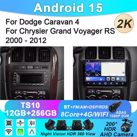 Car Radio Carplay For Dodge Caravan 4 For Chrysler Grand Voyager RS 2000 - 2012 Navigation GPS Android Auto Screen Video Stereo