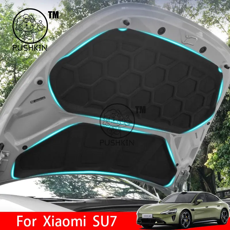 For Xiaomi SU7 2025 2026 Car Heat Sound Insulation Cotton Front Hood Engine Firewall Mat Pad Cover Noise Deadene Accessories