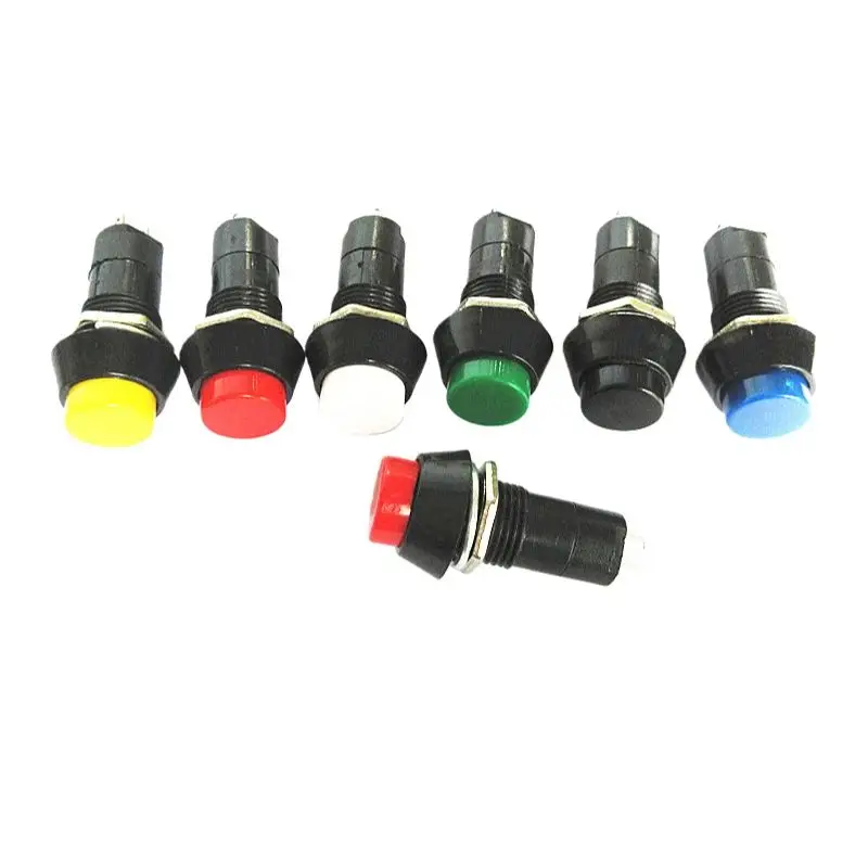 10 Stück PBS-11, runder, selbstverriegelnder und selbstrückstellender Impulsschalter, kleiner Knopfschalter, Lochgröße 12 mm. – Detail 2