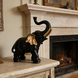 Lucky Elephant Sculpture Resin Figurine Modern Home Desk Ornament Anniversary Wedding Gift