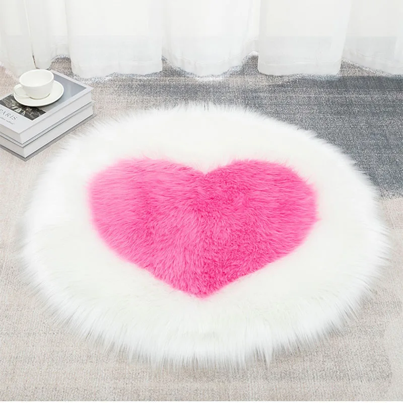 Heart Shaped Carpet Fluffy Round Carpet For Living Room Floor Mats Fluffy Wool Rug Children Bedroom Decorative Fur Area Rugs