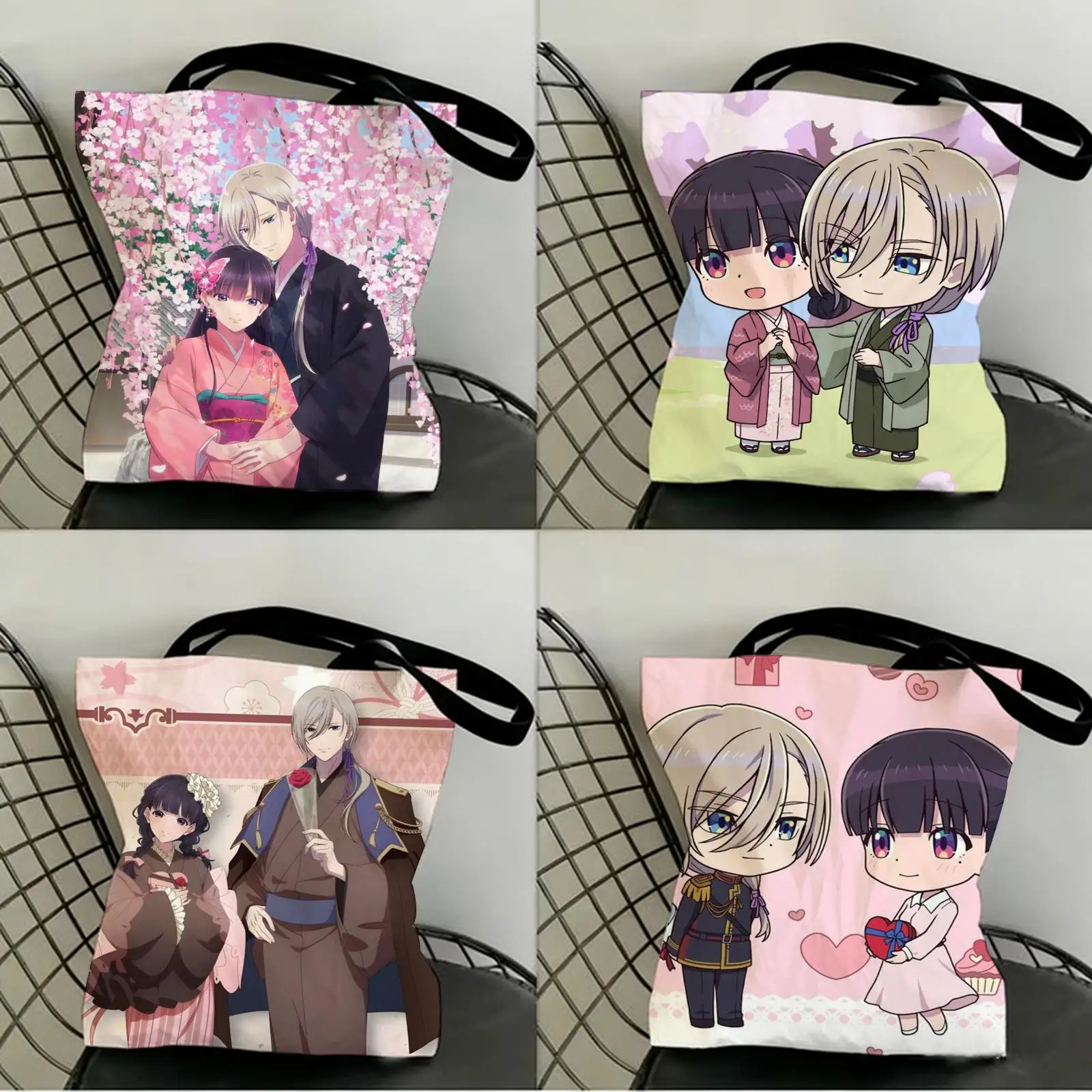 

My Happy M-MarriageS Storage Bags Canvas Double-Sided Print Shopping Bag Large Capacity Aesthetic Reusable Tote Bag