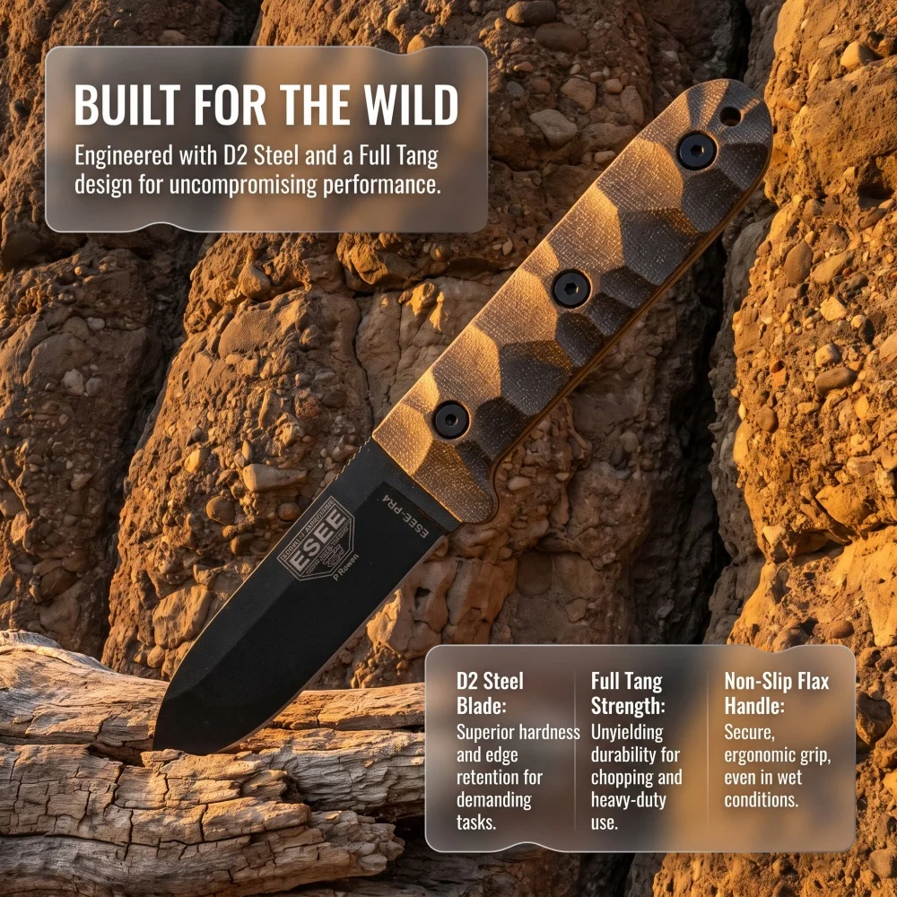 Outdoor Adventure Activities - Couteau fixe PR4 en acier inoxydable